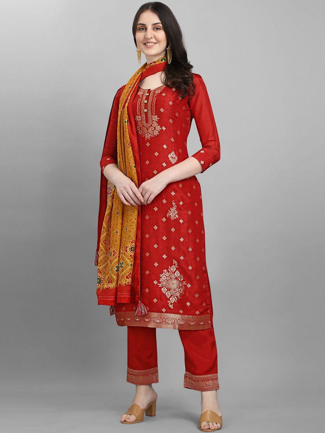 seerat women rust embroidered pure silk kurta with trousers