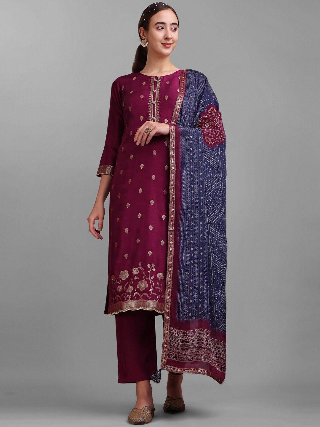 seerat woven design pure silk kurta with trousers & dupatta