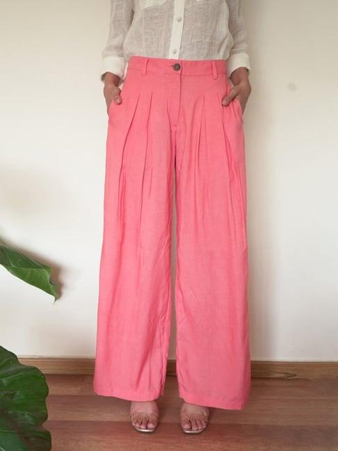 seesa coral pink capsule marilyn wide-legged trousers