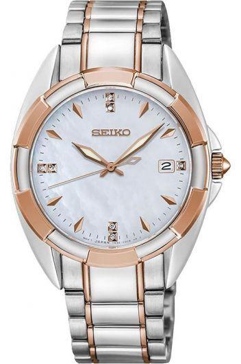 seiko seiko ladies mop dial quartz watch with steel & rose gold pvd bracelet for women - skk888p1