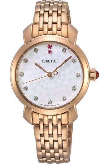 seiko seiko ladies mop dial quartz watch with steel & rose gold pvd bracelet for women - sur624p1