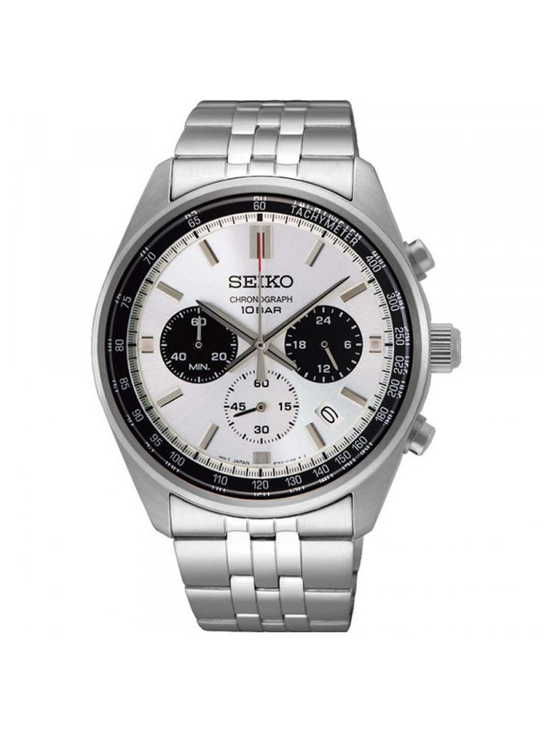 seiko men dial & stainless steel bracelet style straps analogue powered watch ssb425p1