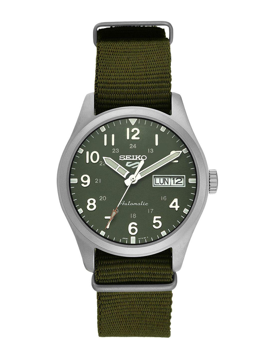 seiko men green dial & green straps analogue automatic watch - srpg33k1