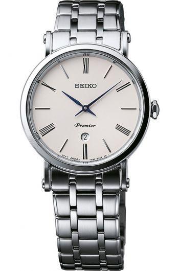 seiko premier white dial quartz watch with steel bracelet for women - sxb429p1