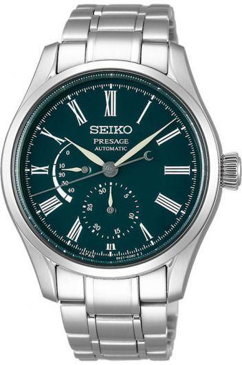 seiko presage green dial automatic watch with steel bracelet for men - spb173j1