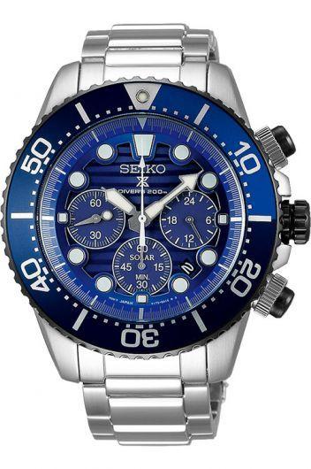 seiko prospex blue dial quartz watch with steel bracelet for men - ssc675p1