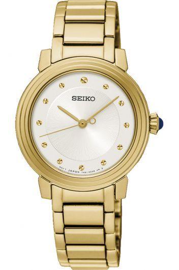 seiko seiko ladies silver dial quartz watch with steel & yellow gold pvd bracelet for women - srz482p1