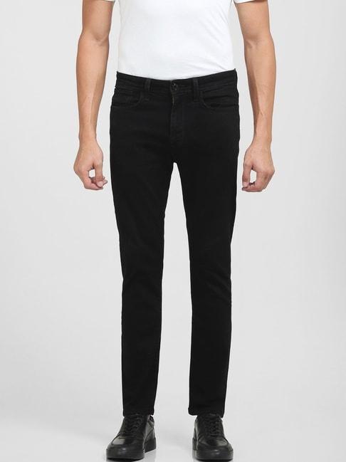 selected homme black cotton slim fit jeans