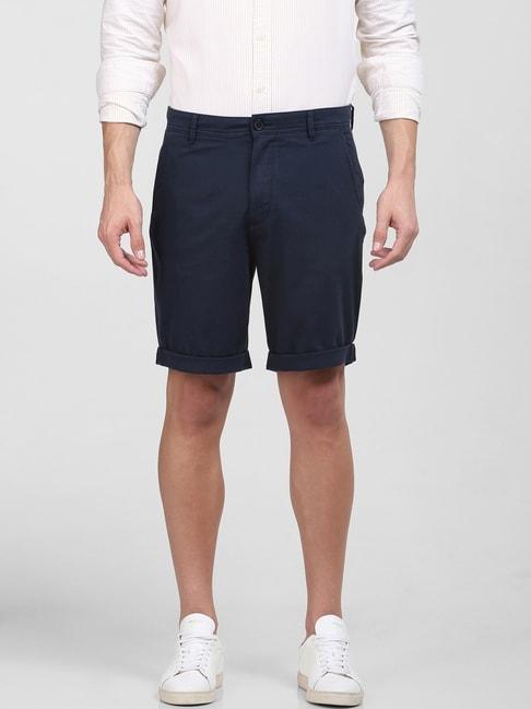 selected homme blue cotton regular fit shorts