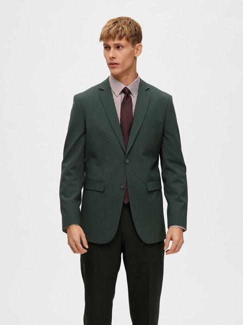 selected homme dark green slim fit blazer