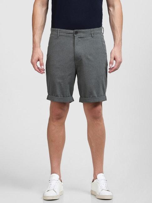 selected homme green cotton regular fit shorts