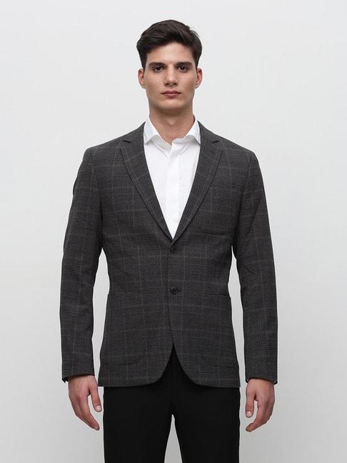 selected homme grey slim fit check blazer