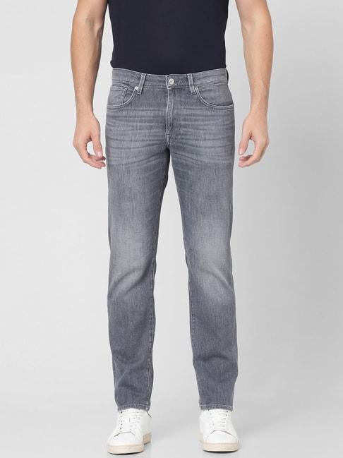 selected homme light grey denim straight fit jeans