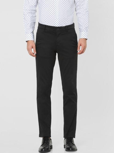 selected homme slim black mid rise chinos