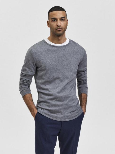 selected homme titanium regular fit self pattern sweater