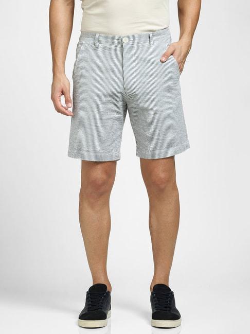 selected-homme-white-regular-fit-striped-chino-shorts