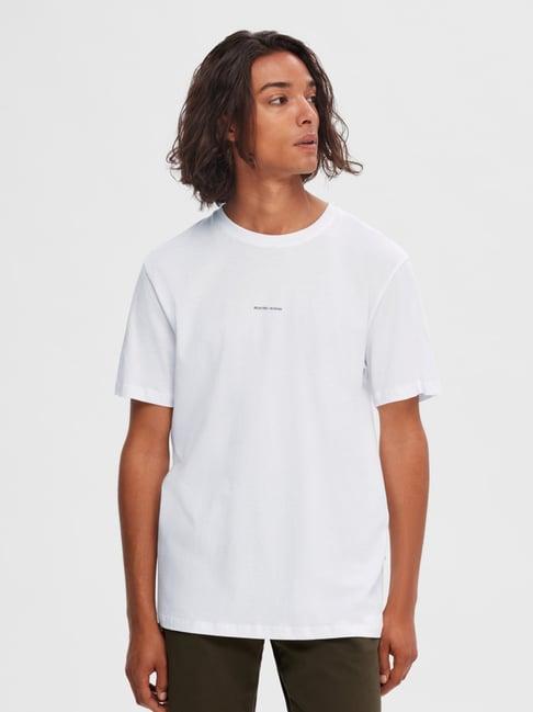selected homme white slim fit cotton crew t-shirt