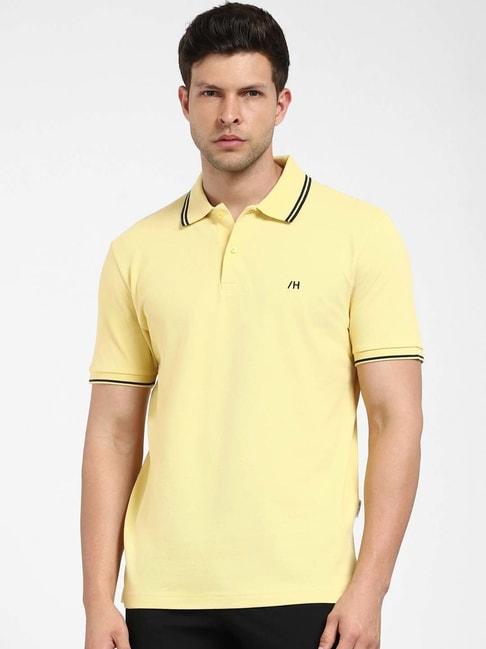 selected homme yellow regular fit polo t-shirt