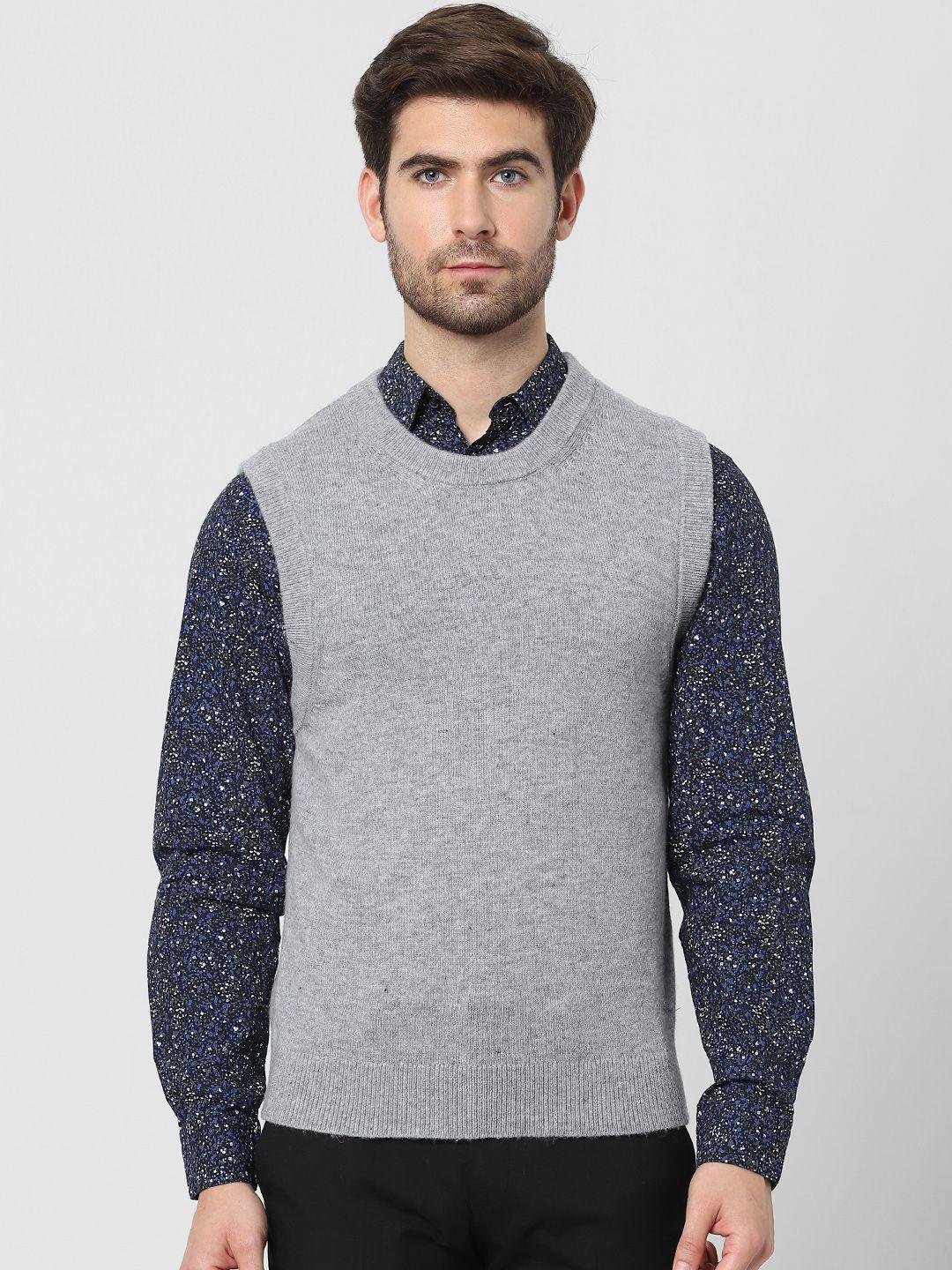 selected men grey sweater vest