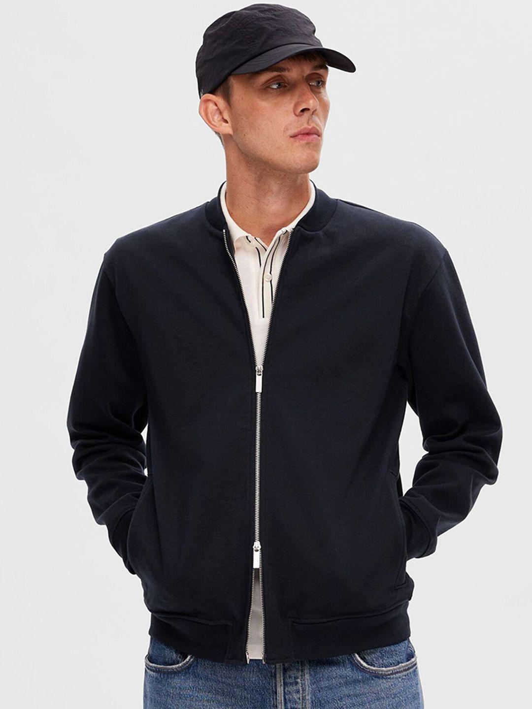 selected mock collar organic cotton bomber jacket