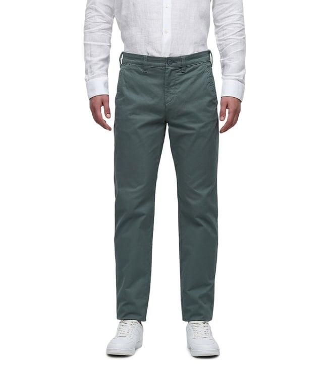 selected homme balsam green slim fit flat front trousers