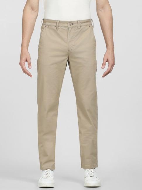 selected homme beige cotton slim fit chinos