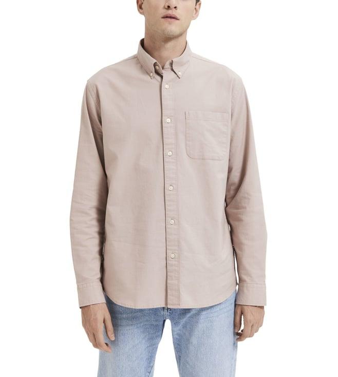 selected homme beige regular fit shirt