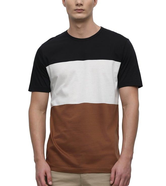 selected homme black colour-block slim fit t-shirts