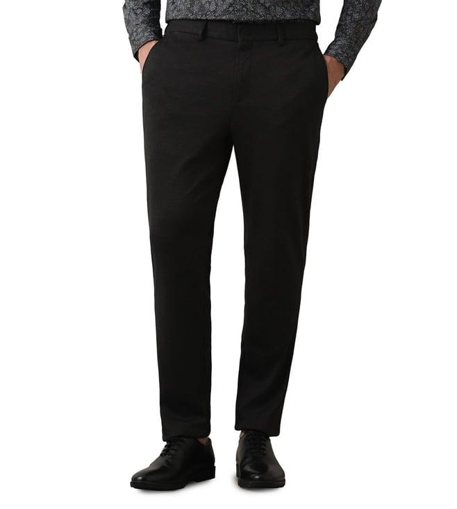 selected homme black knitted slim fit flat front trousers