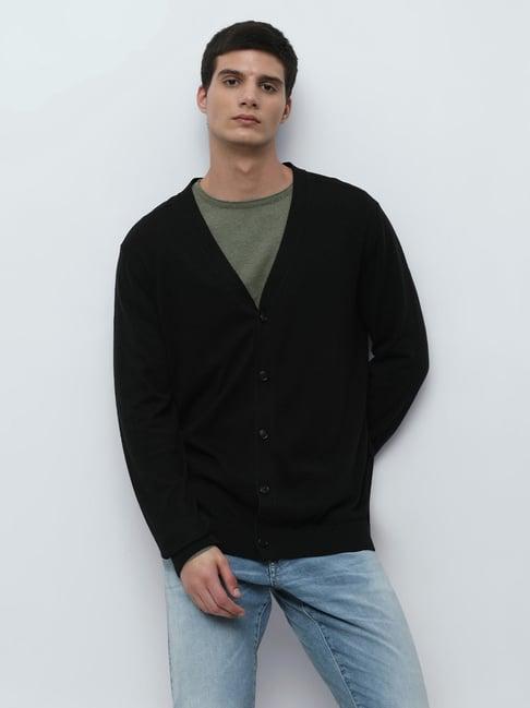 selected homme black regular fit cotton cardigan