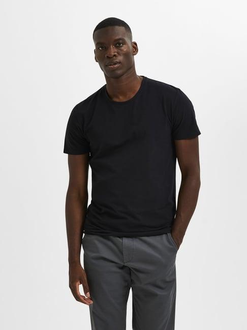 selected homme black regular fit crew t-shirt