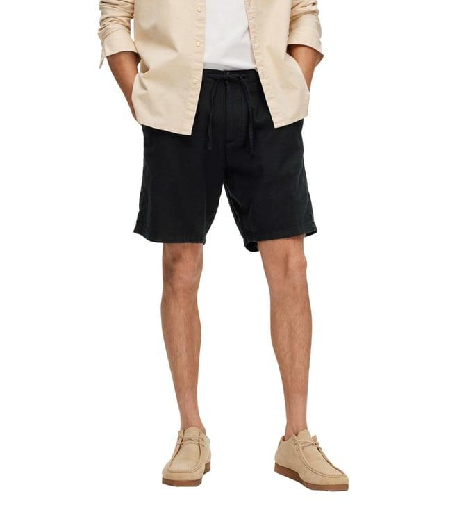 selected homme black regular fit shorts