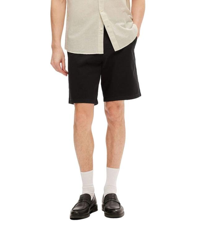 selected homme black regular fit shorts