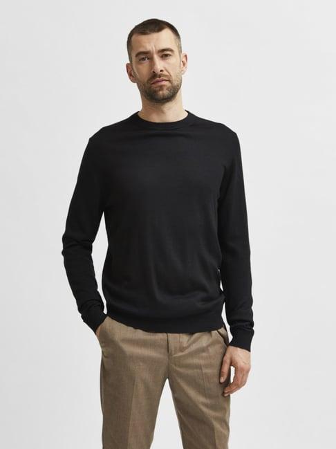 selected homme black regular fit sweatshirt