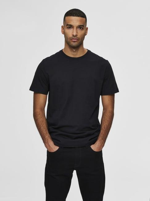 selected homme black regular fit t-shirt