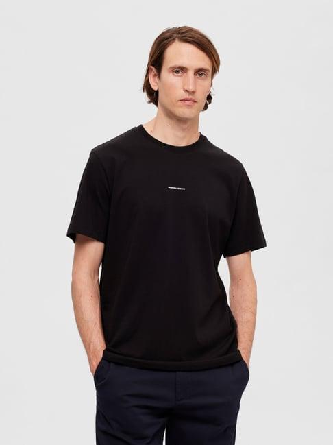 selected homme black slim fit cotton crew t-shirt