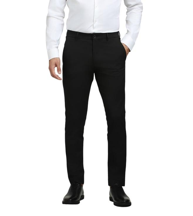 selected homme black slim fit flat front trousers