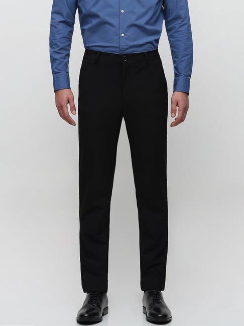 selected homme black slim fit flat front trousers