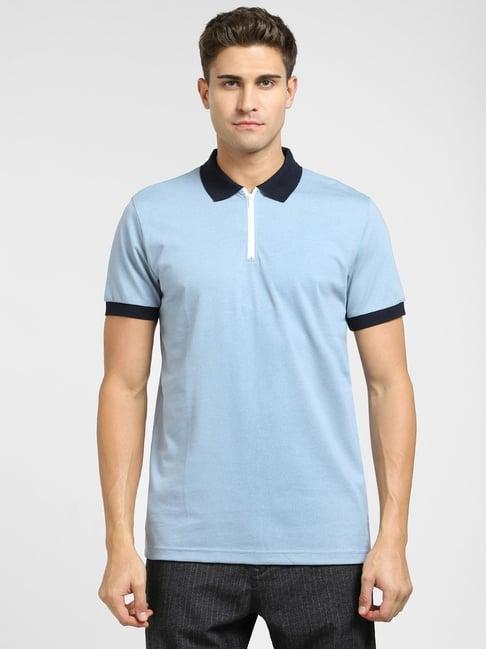 selected homme blue cotton regular fit polo t-shirt