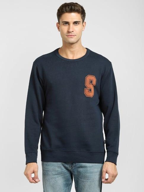 selected homme blue cotton regular fit sweatshirt