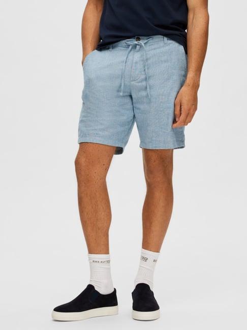selected homme blue regular fit shorts