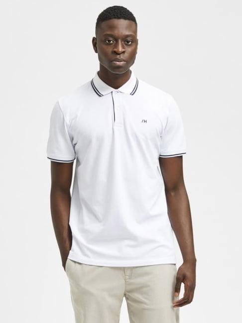 selected homme bright white regular fit polo t-shirt