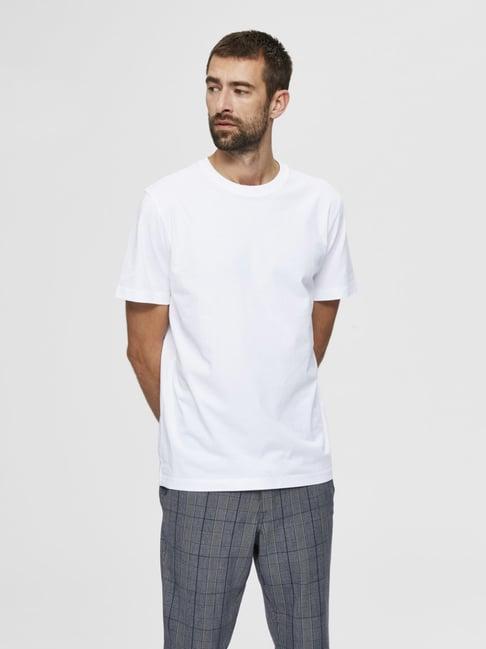 selected homme bright white regular fit t-shirt