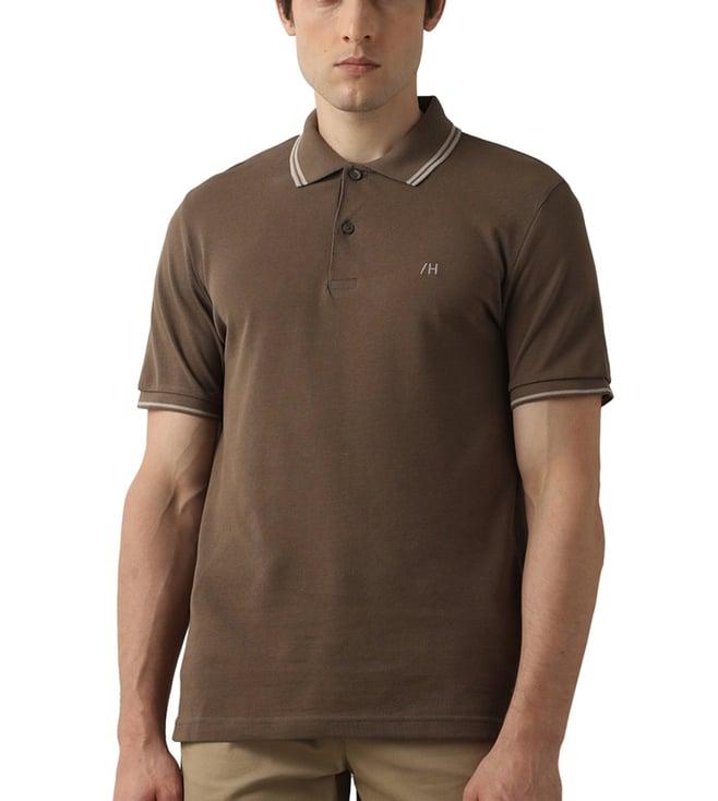 selected homme brown slim fit polo t-shirt