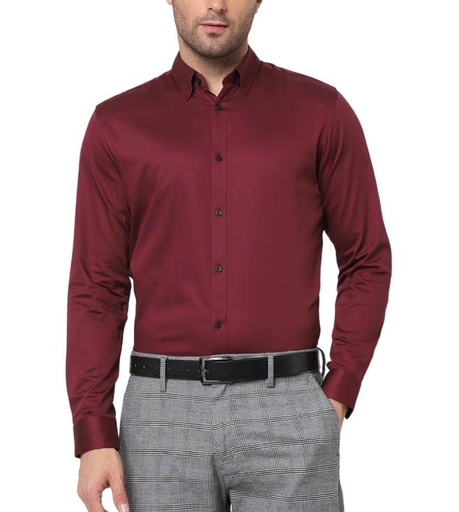 selected homme burgundy slim fit shirt