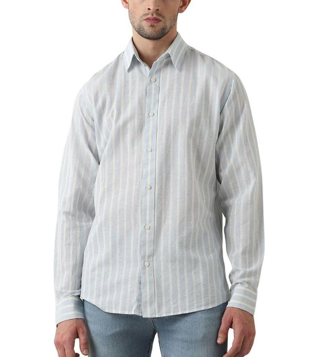 selected homme cashmere blue striped slim fit shirt