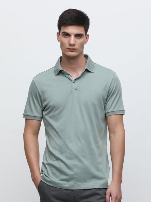 selected homme chinois green regular fit cotton polo t-shirt