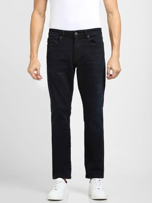 selected homme dark blue cotton straight fit jeans