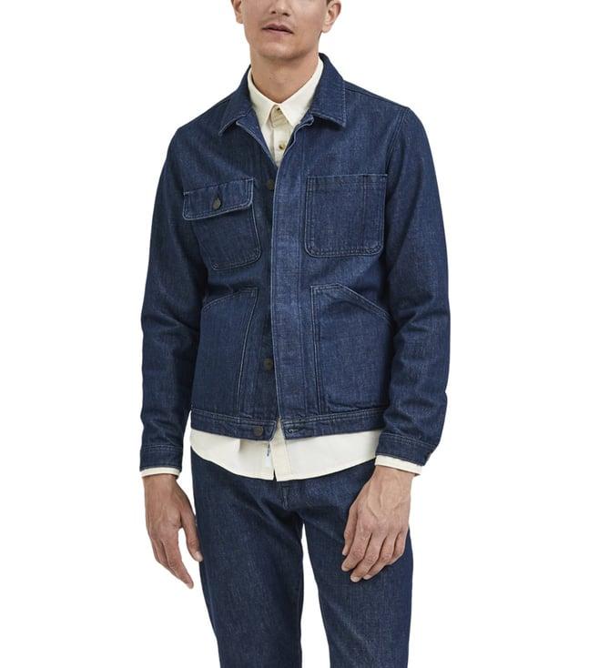 selected homme dark blue regular fit denim jacket