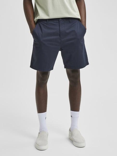 selected homme dark blue regular fit shorts